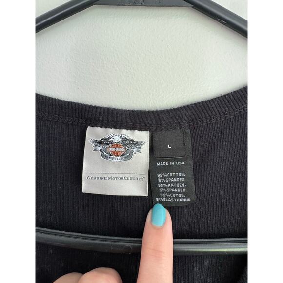 Harley Davidson short sleeve women's shirt red white blue number 1 sparkle large - Picture 5 of 5